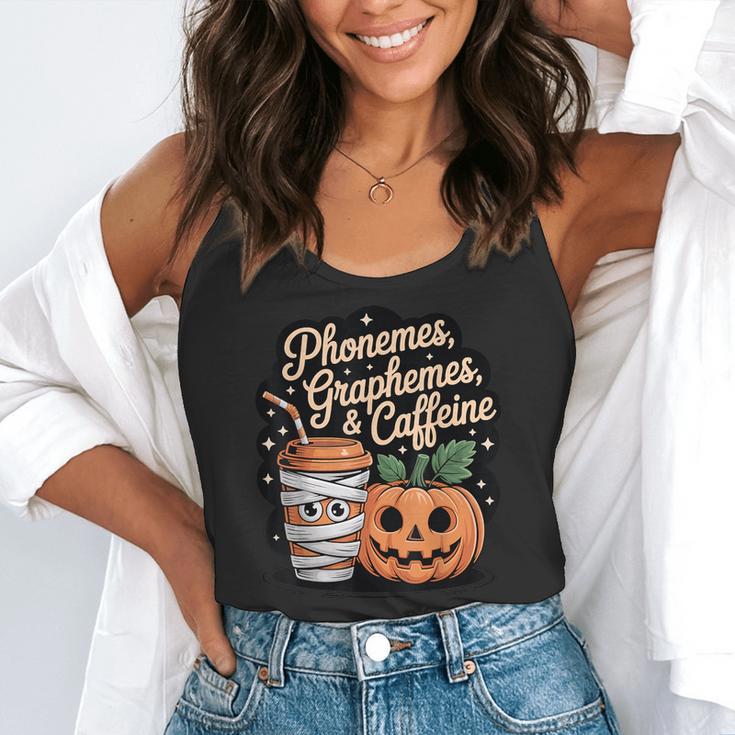 Halloween Teacher Phonemes Graphemes Caffeine Coffee Lover Flowy Tank, funny gift Halloween Teacher Phonemes Graphemes Caffeine Coffee Lover Flowy Tank, funny gift