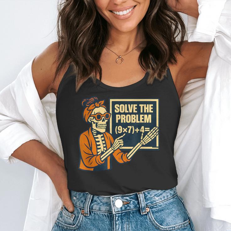 Halloween Teacher Six Seven Meme 6 7 Skeleton Spooky Costume Flowy Tank, funny gift