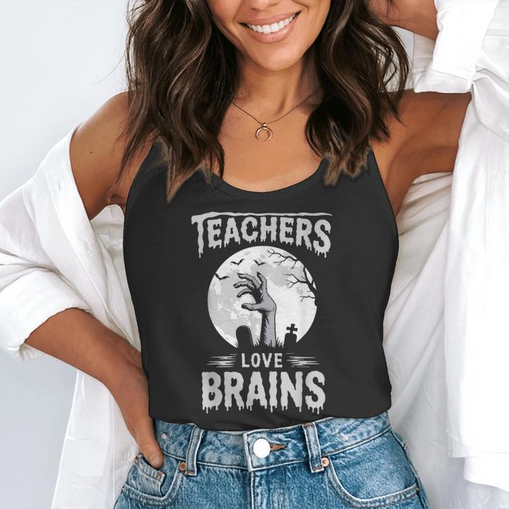 Halloween Teacher Tshirts Zombie Teachers Love Brains Flowy Tank, funny gift