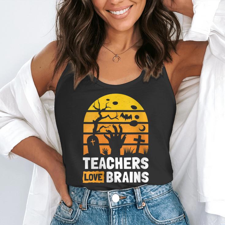 Halloween Teachers Science Math Teachers Love Brains Flowy Tank, funny gift