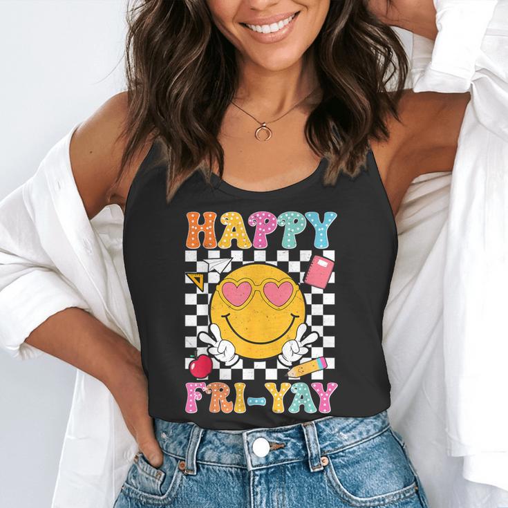 Happy Fri-Yay Groovy Teacher Friday Weekend Fri Yay Flowy Tank, funny gift