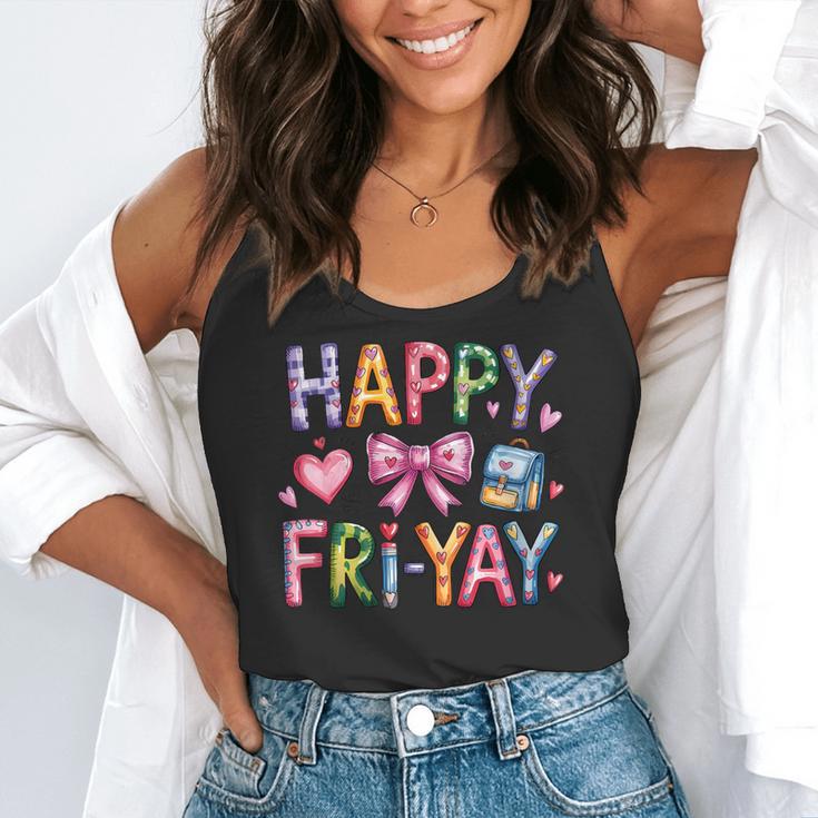 Happy Fri-Yay Teacher Fry Yay Friday Weekend Cute Fri-Yay Flowy Tank, funny gift