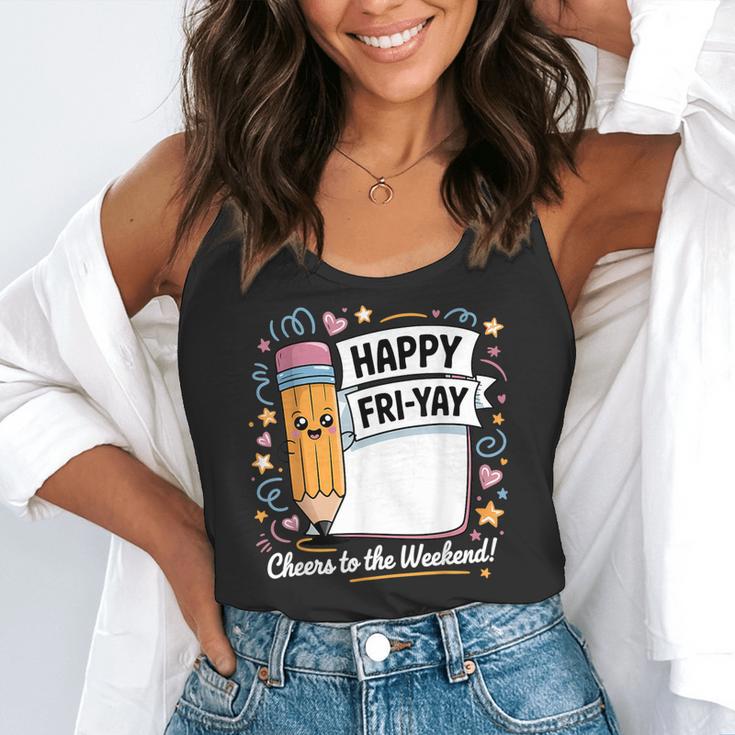 Happy Fri-Yay Teacher Fry Yay Friday Weekend Flowy Tank, funny gift