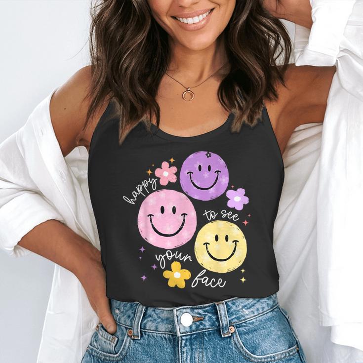 Happy To See Your Face Teacher Flower Back To School Flowy Tank, funny gift