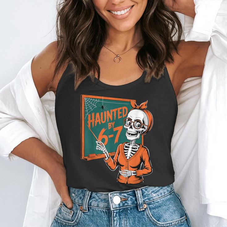 Haunted By 6-7 Six Seven 67 Math Teacher Halloween Skeleton Flowy Tank, funny gift Haunted By 6-7 Six Seven 67 Math Teacher Halloween Skeleton Flowy Tank, funny gift