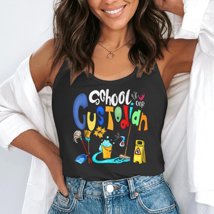 We Heart Love Our School Custodian For Teacher & Kids Flowy Tank, funny gift We Heart Love Our School Custodian For Teacher & Kids Flowy Tank, funny gift