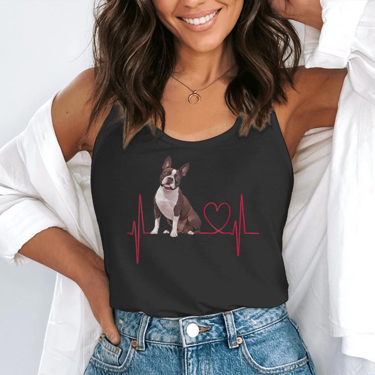 Heartbeat Boston Terrier Dog Flowy Tank, funny gift