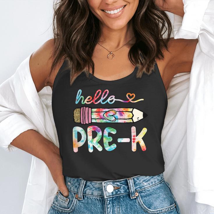 Hello Pre-K Pencil Teacher Student Tie Dye Flowy Tank, funny gift Hello Pre-K Pencil Teacher Student Tie Dye Flowy Tank, funny gift