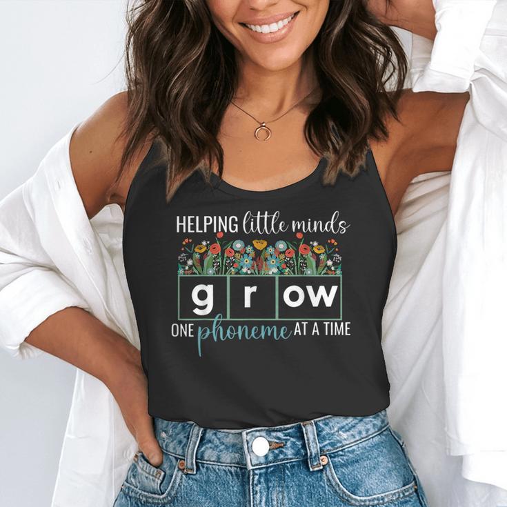 Helping Little Minds Grow One Phoneme At A Time Teacher Flowy Tank, funny gift