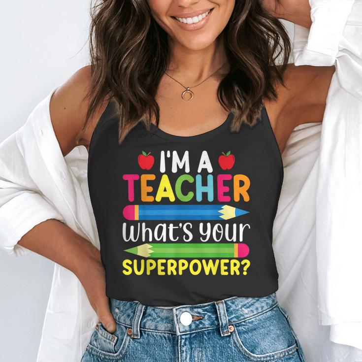 I'm A Teacher What's Your Superpower Back To School Flowy Tank, funny gift