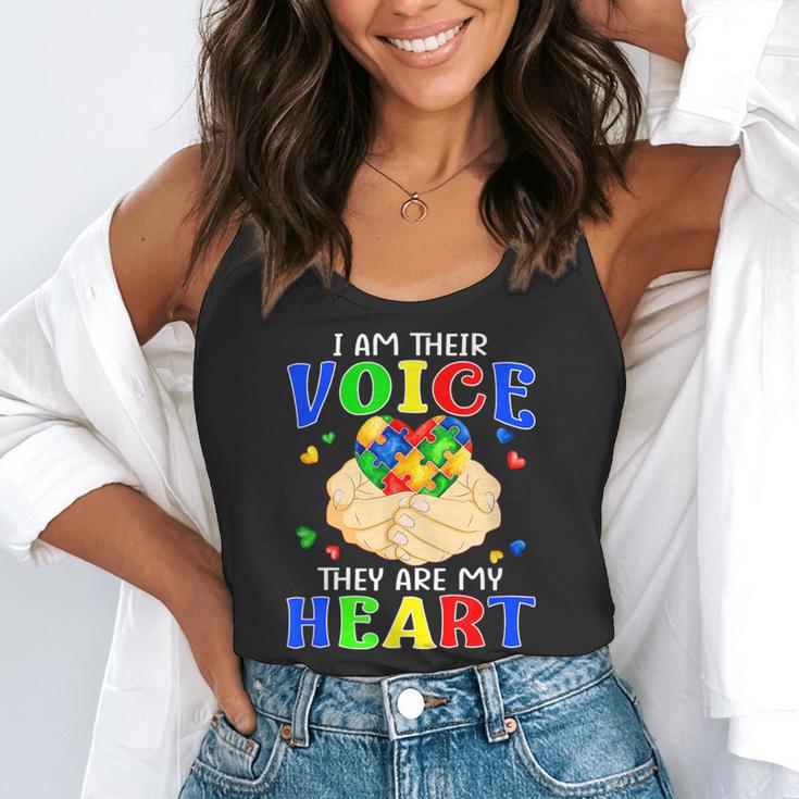 I Am Their Voice They Are My Heart Autism Awareness Teacher Flowy Tank, funny gift