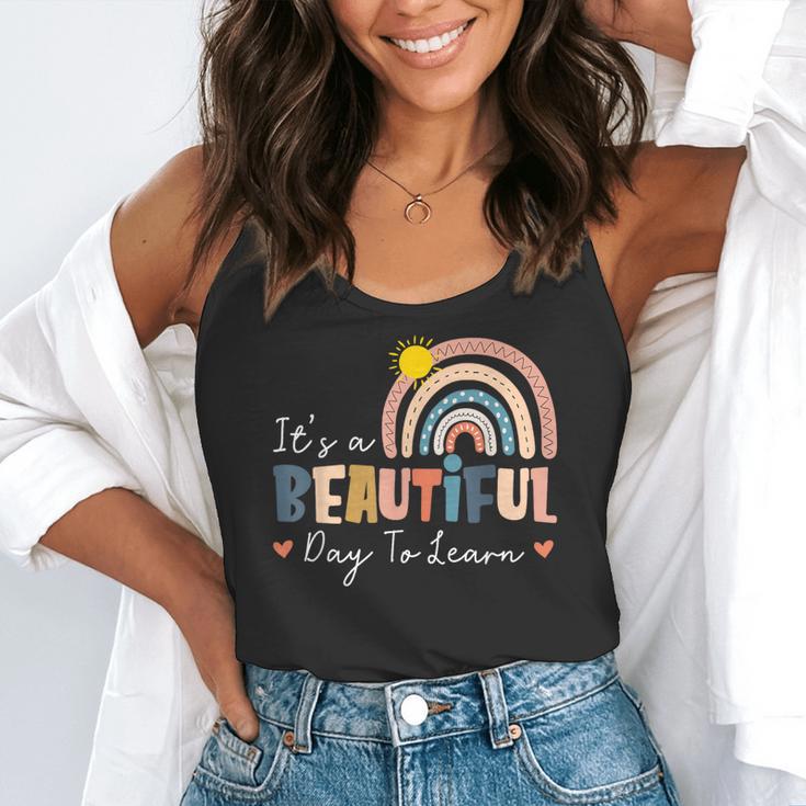 It's A Beautiful Day To Learn Cute Rainbow Boho Teacher Flowy Tank, funny gift