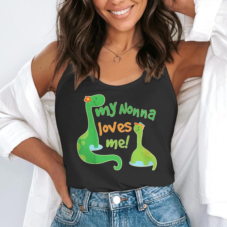 Kids My Nonna Loves Me Dinosaur Grandson Flowy Tank, funny gift