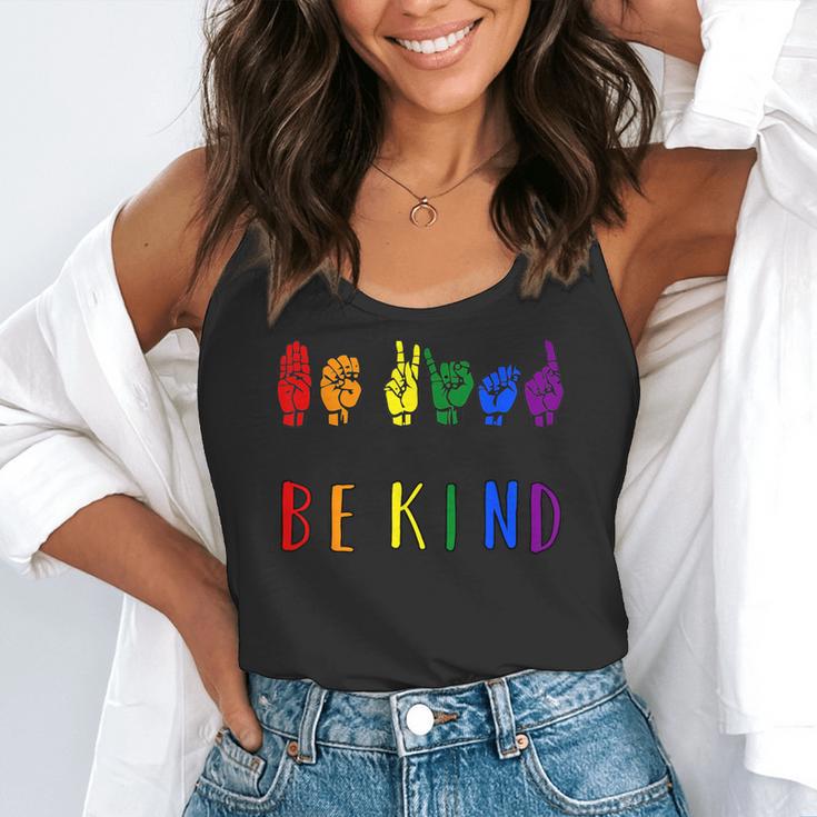Be Kind Pride Sign Language Rainbow Teachers Interpreter ASL Flowy Tank, funny gift