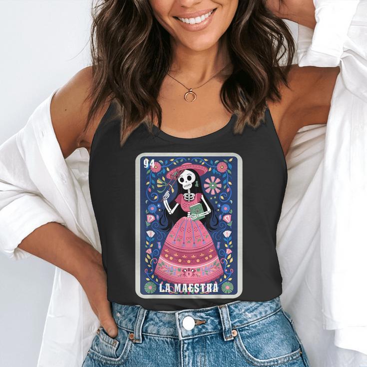 La Maestra Halloween Mexican Bingo Card Teacher Lottery Card Flowy Tank, funny gift La Maestra Halloween Mexican Bingo Card Teacher Lottery Card Flowy Tank, funny gift