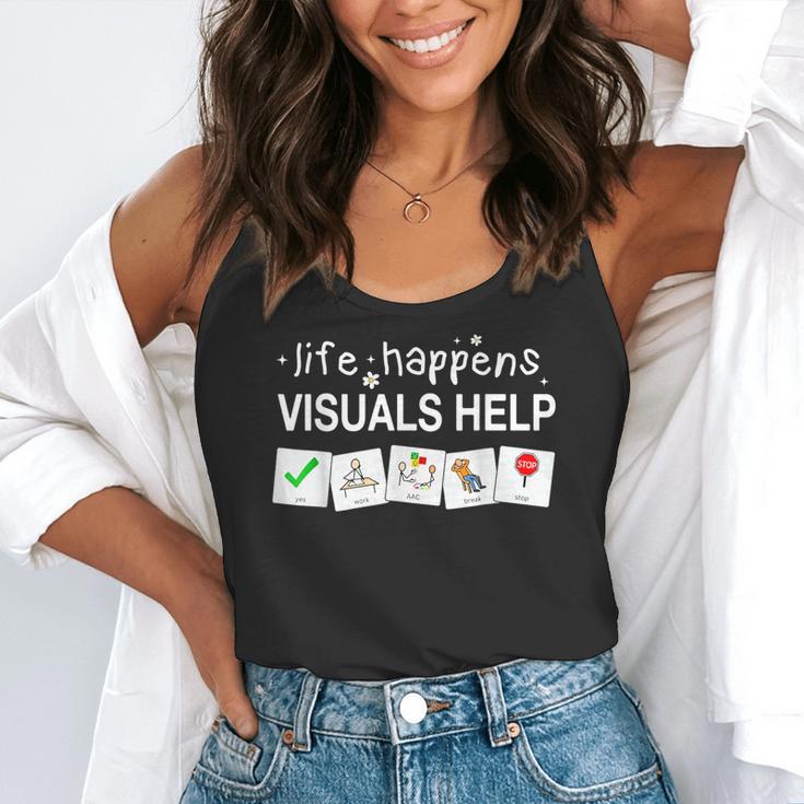 Life Happens Visuals Help Special Education Teacher Aide Flowy Tank, funny gift Life Happens Visuals Help Special Education Teacher Aide Flowy Tank, funny gift