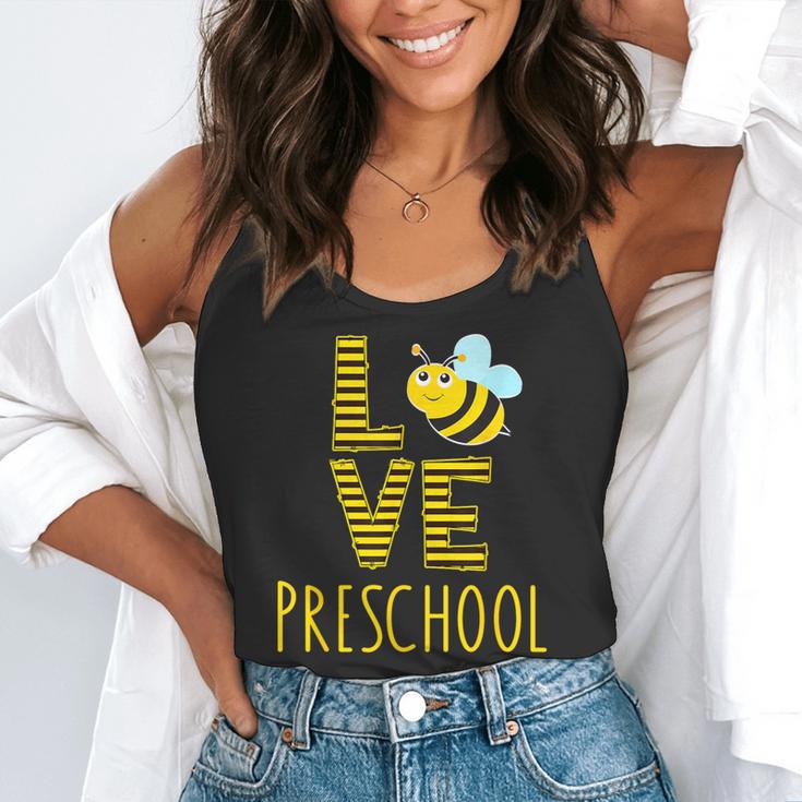 Love Preschool Back To School Yellow Bee Preschool Teacher For Men Women Girls Kids Flowy Tank, funny gift