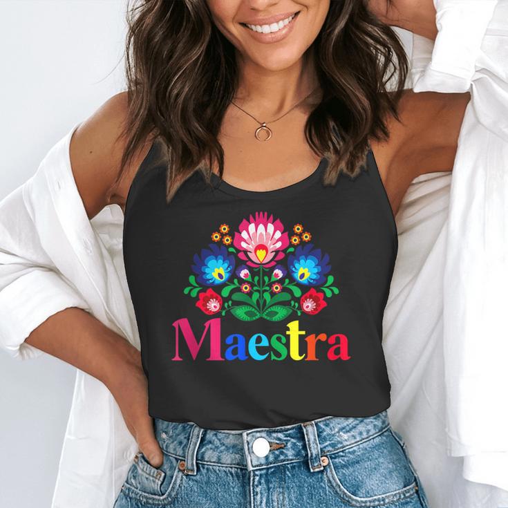 Maestra Proud Spanish Teacher Bilingual Teacher Latina Flowy Tank, funny gift