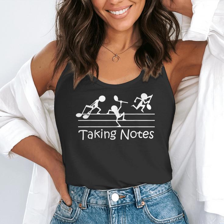 Melodic Humor Musician’s Playful Collection Musical Taking Notes Music Lovers Vintage Teachers Flowy Tank, funny gift