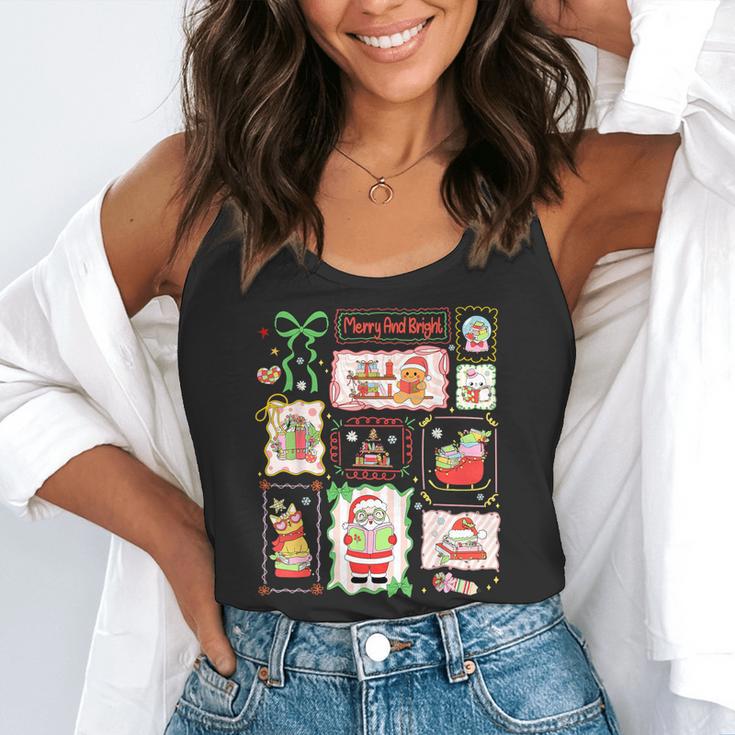 Merry And Bright Christmas Gingerbread Santa Book Teacher Flowy Tank, funny gift Merry And Bright Christmas Gingerbread Santa Book Teacher Flowy Tank, funny gift