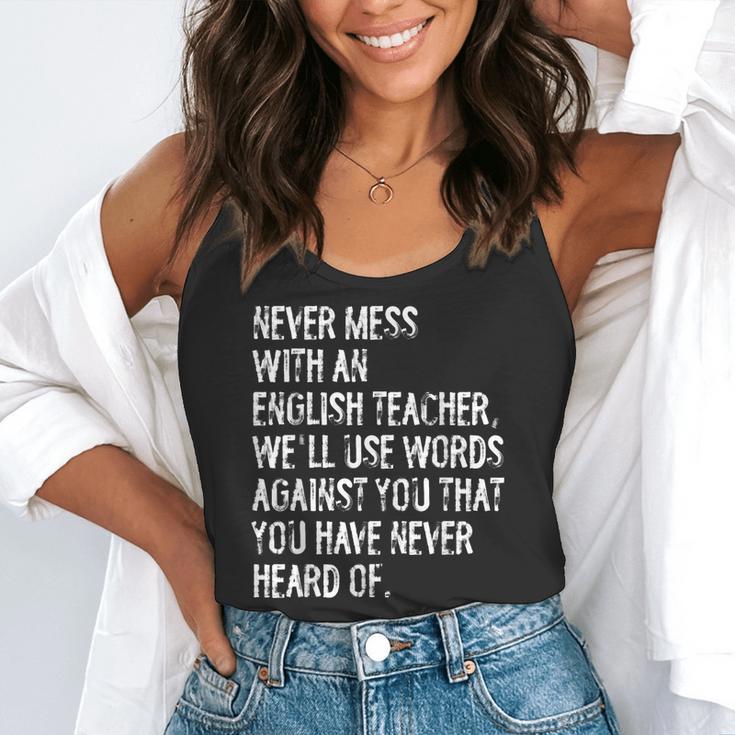 Never Mess With An English Teacher Back To School Flowy Tank, funny gift