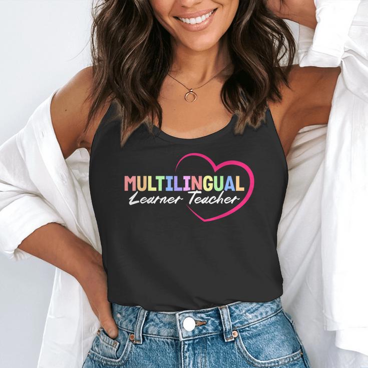 Multilingual Learner Teacher Heart Flowy Tank, funny gift Multilingual Learner Teacher Heart Flowy Tank, funny gift
