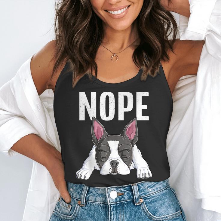 Nope Boston Terrier Puppy Dog Bostie Lover Men Women Girls Kids Flowy Tank, funny gift
