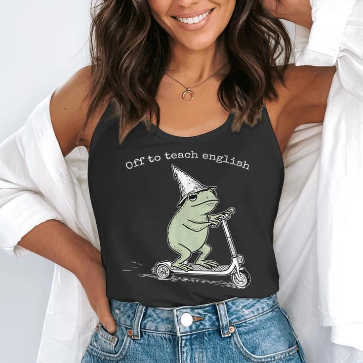Off To Teach English Scooter Frog ESL Teacher Literature Flowy Tank, funny gift