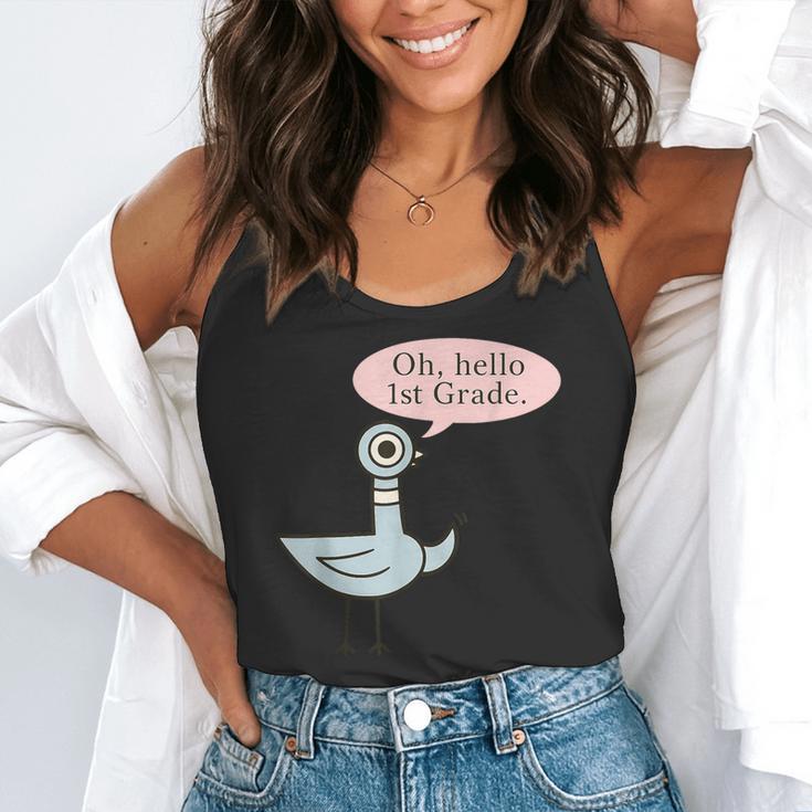 Oh Hello First Graders Cute Pigeon 1st Grade Teacher Flowy Tank, funny gift