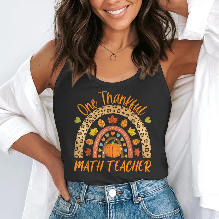 One Thankful Math Teacher Thanksgiving Autumn Fall Rainbow Flowy Tank, funny gift