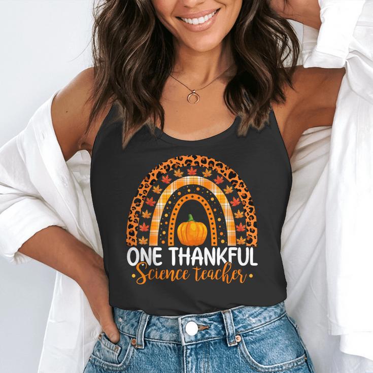 One Thankful Science Teacher Rainbow Boho Fall Thanksgiving Flowy Tank, funny gift