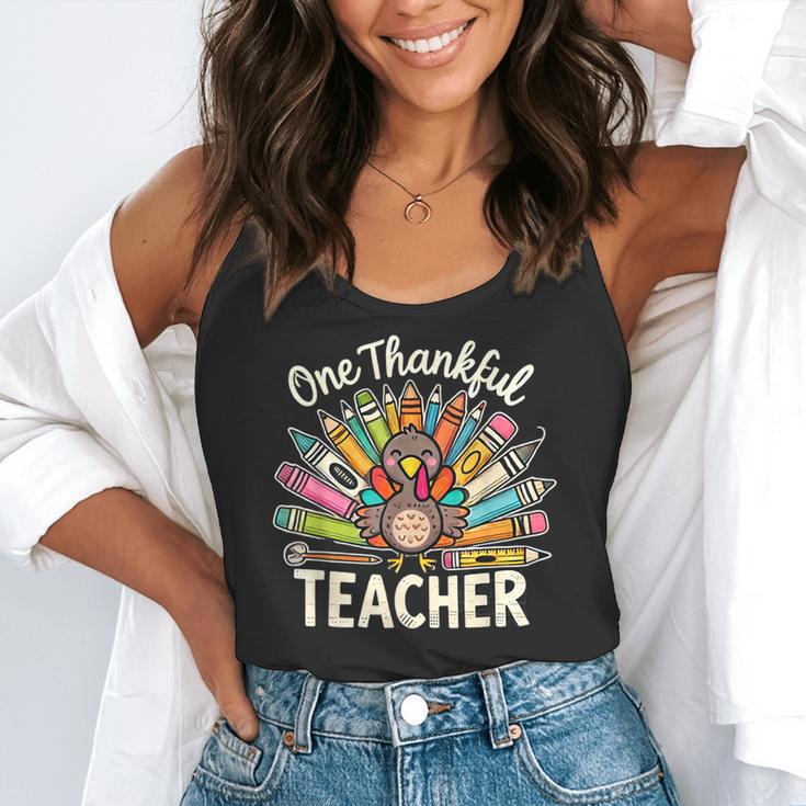 One Thankful Teacher Cute Thanksgiving Turkey School Flowy Tank, funny gift One Thankful Teacher Cute Thanksgiving Turkey School Flowy Tank, funny gift