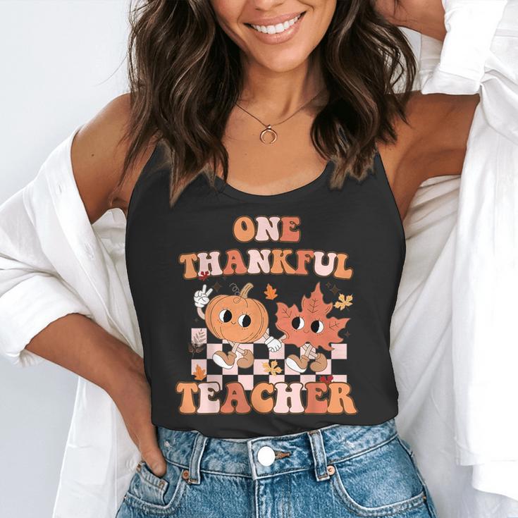 One Thankful Teacher Fall Leaves Thanksgiving Retro Flowy Tank, funny gift