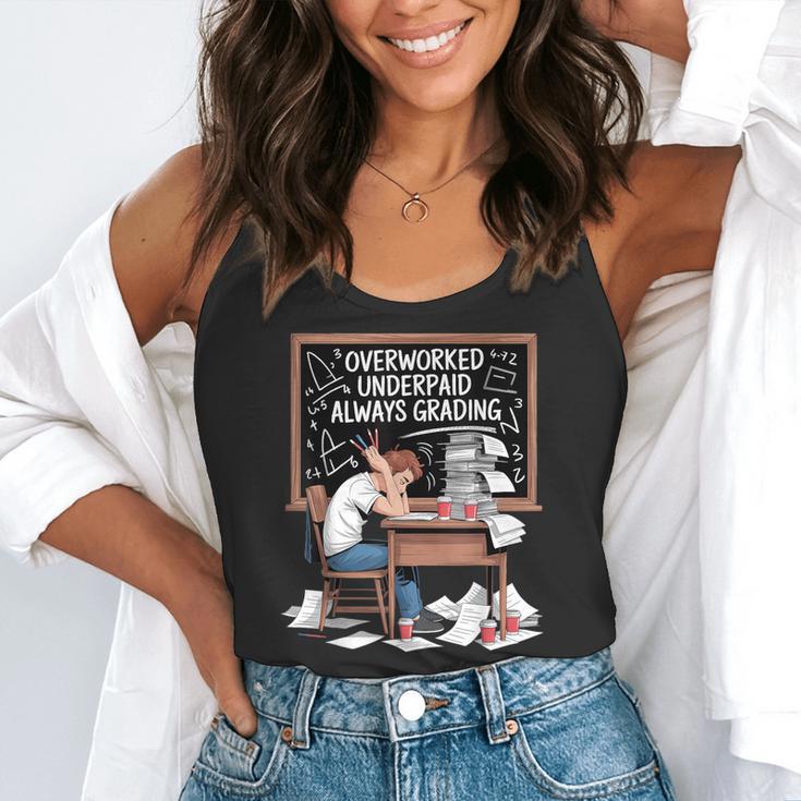 Overworked Underpaid Always Grading Teacher Flowy Tank, funny gift Overworked Underpaid Always Grading Teacher Flowy Tank, funny gift