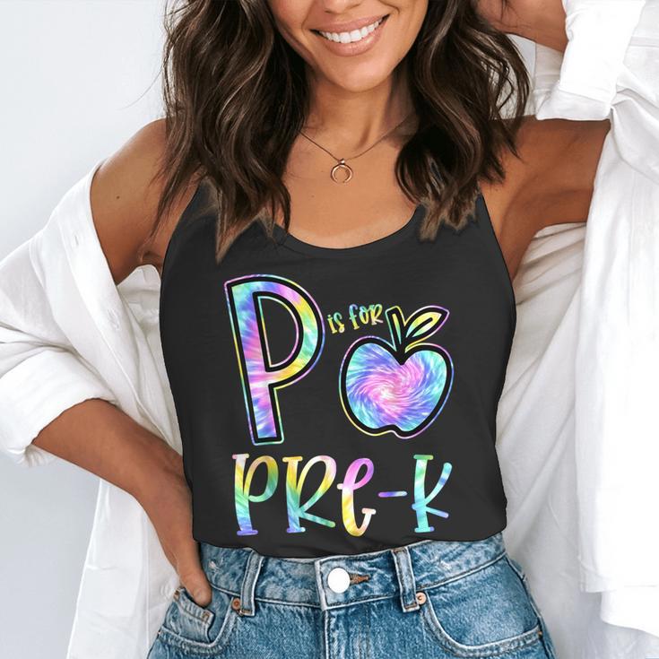 P Is For Pre-K Preschool Teacher Tie Dye Back To School Flowy Tank, funny gift