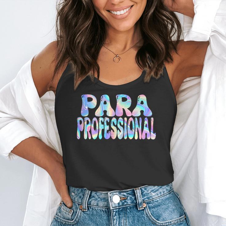 Paraprofessional Groovy Back To School Cute Teachers Women Flowy Tank, funny gift