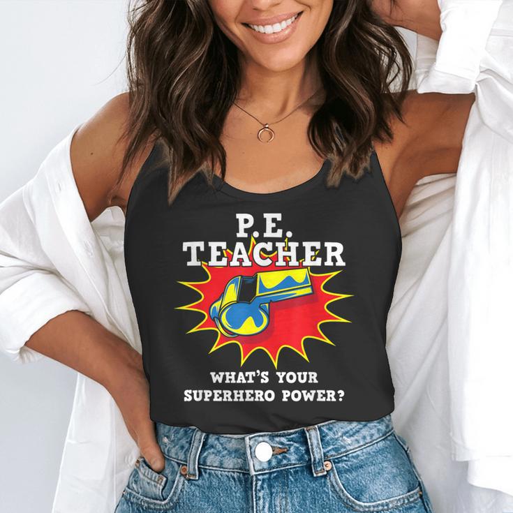 PE Physical Education Teacher Superhero Power School Flowy Tank, funny gift