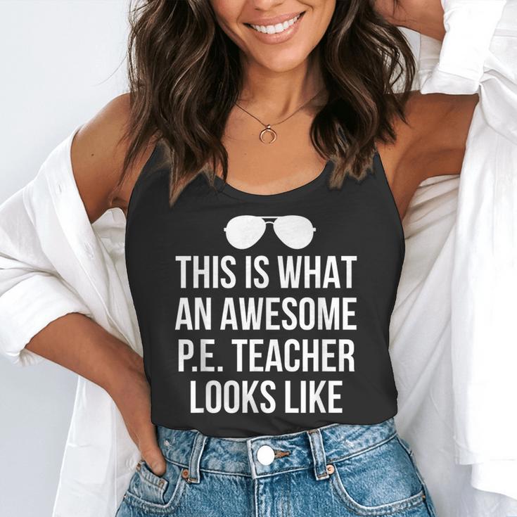 PE Teacher Sunglasses What Awesome Looks Like Flowy Tank, funny gift PE Teacher Sunglasses What Awesome Looks Like Flowy Tank, funny gift