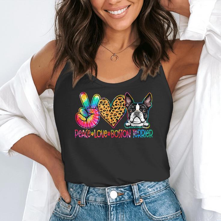 Peace Love Boston Terrier Tie Dye Dog Lover For Men Women Girls Kids Flowy Tank, funny gift