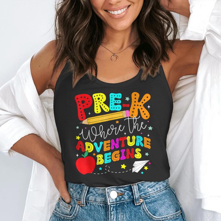 Pre-k Where The Adventure Begins First Day Of Prek Teacher Flowy Tank, funny gift