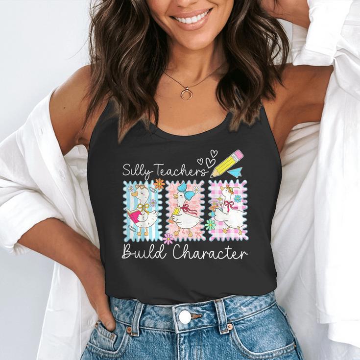 Preppy Silly Teacher Goose Build Character Back To School Flowy Tank, funny gift Preppy Silly Teacher Goose Build Character Back To School Flowy Tank, funny gift