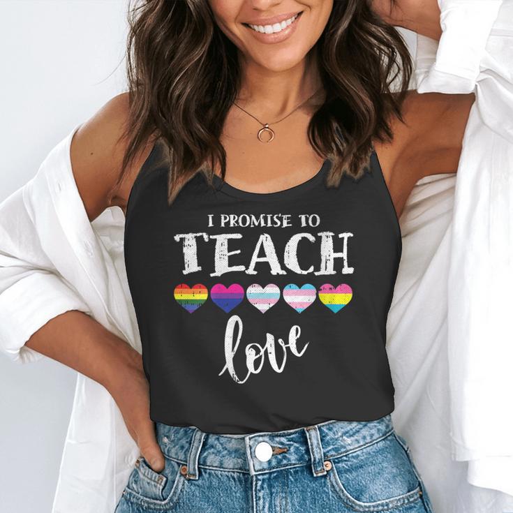 I Promise To Teach Love LGBT-Q Pride Proud Ally Teacher Flowy Tank, funny gift