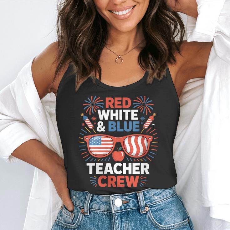 Red & Blue Teacher Crew Shirt 4th Of July Sunglasses Flowy Tank, funny gift