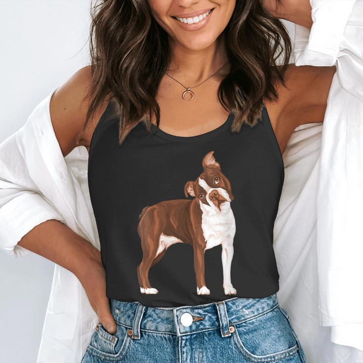 Red Boston Terrier Dog Flowy Tank, funny gift
