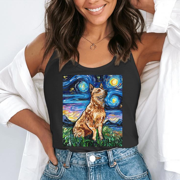 Red Heeler Starry Night Cattle Dog Colorful Art By Aja For Men Women Girls Kids Flowy Tank, funny gift