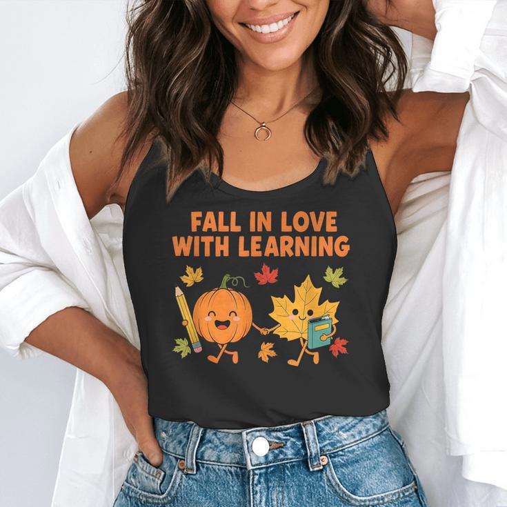 Retro Fall In Love With Learning Autumn Pumpkin Teacher Flowy Tank, funny gift Retro Fall In Love With Learning Autumn Pumpkin Teacher Flowy Tank, funny gift
