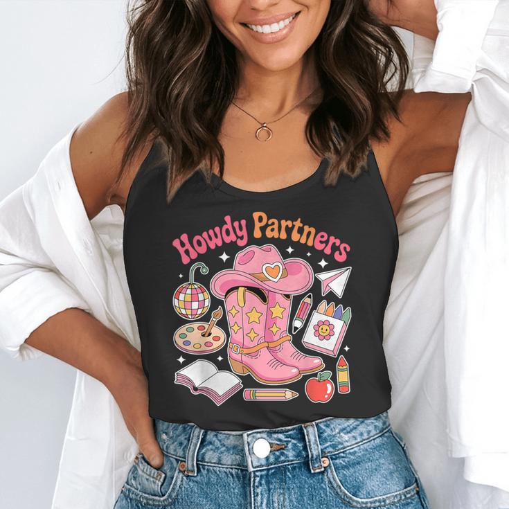 Retro Howdy Partners Cowgirl Cowboy Teacher Back To School Flowy Tank, funny gift