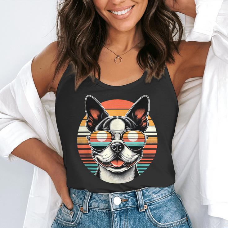 Retro Sunset Sunglasses Boston Terrier Boston Bull Bostie Flowy Tank, funny gift