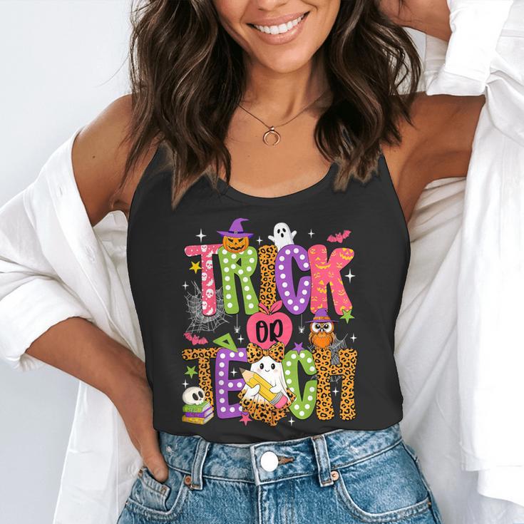 Retro Trick Or Teach Leopard Ghost Halloween Spooky Teacher Flowy Tank, funny gift Retro Trick Or Teach Leopard Ghost Halloween Spooky Teacher Flowy Tank, funny gift