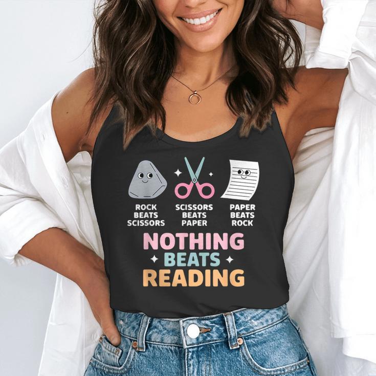 Rock Paper Scissors Teacher Librarian Nothing Beats Reading Flowy Tank, funny gift